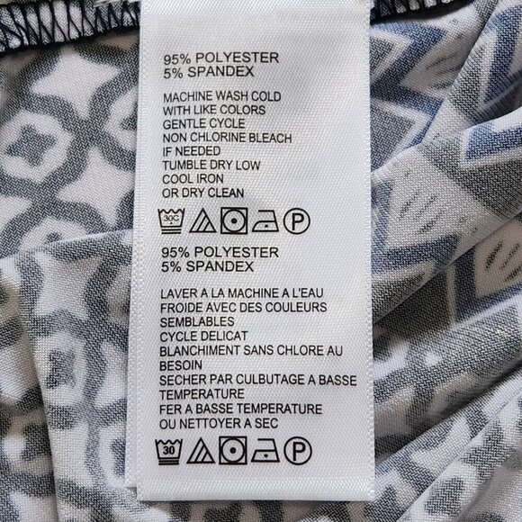 Tommy Bahama Maxi Dress M Black White Floral Geometric Stripe Sleeveless Stretch - Picture 9 of 9